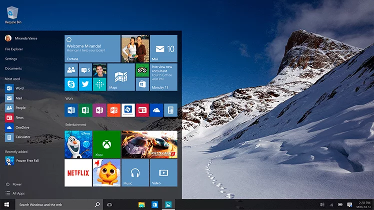 Windows 10 Home Page
