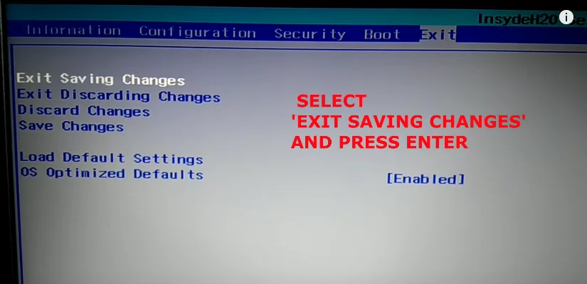 exit savings and press enter
