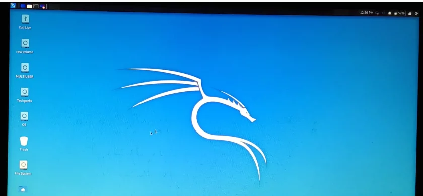 booted into Kali Linux Live Mode using Rufus